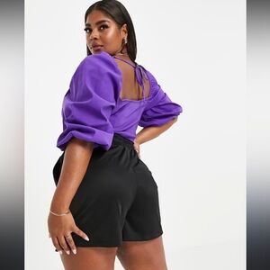ASOS Design Purple Puff Sleeve Top